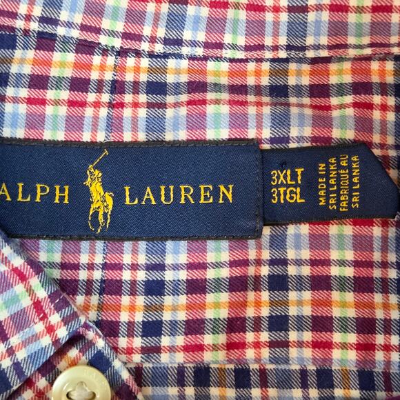 Polo Ralph Lauren 3XLT Plaid Cotton Button Down Shirt Long Sleeve Tall - Picture 3 of 15